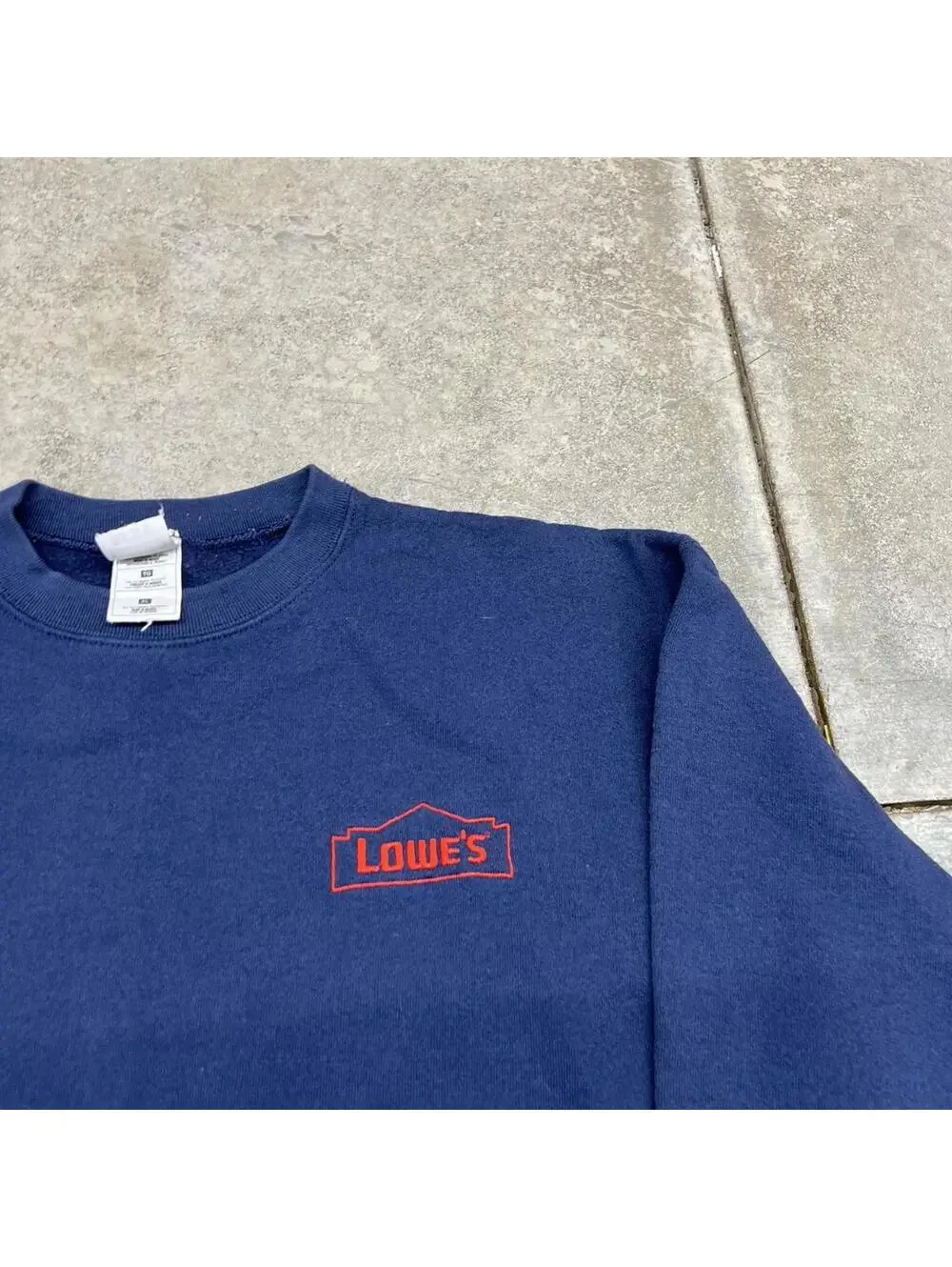 vintage lowes construction department store navy small logo crewneck size xl